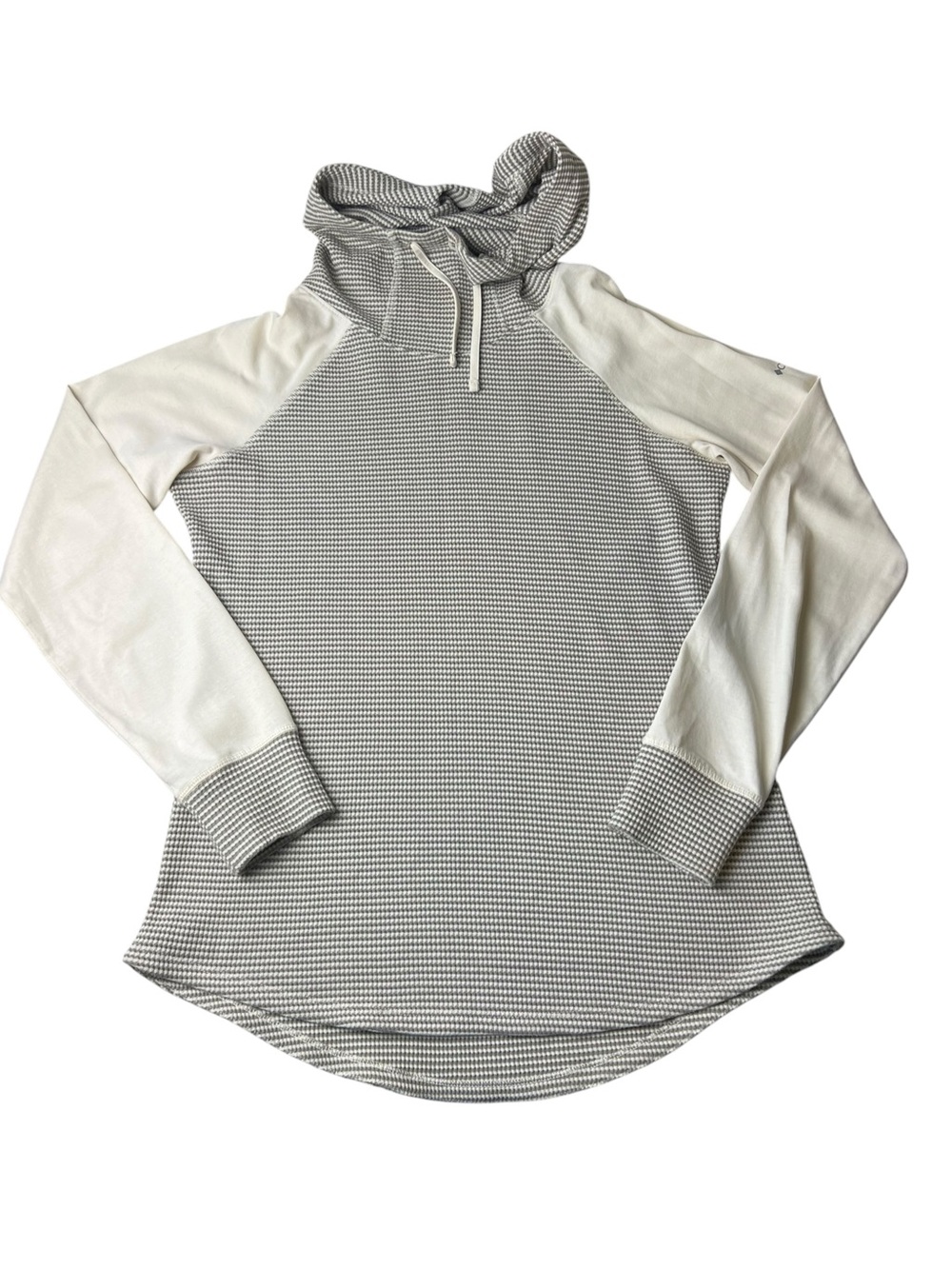 Columbia Waffle Knit Hooded Long Sleeve Beige Shirt Size Women’s Large